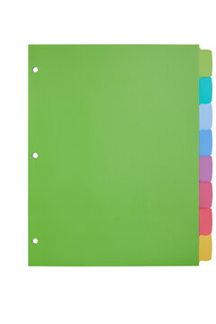 Green Binder Divider with Multi-Color Tabs
