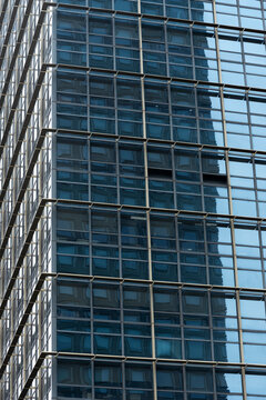 Modern architecture with a dense pattern of glass windows in Seoul