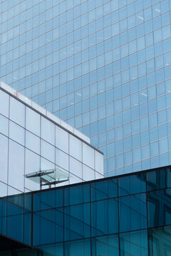 Modern architecture with a dense pattern of glass windows in Seoul