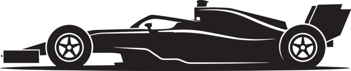 Obraz premium Formula one racing car silhouette side view sports vehicle speed auto race.