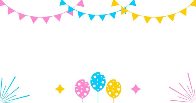 Copy space background animation with birthday and new year event decorations