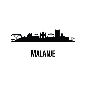 malanje city skyline silhouette on white background