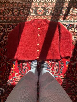UGC photo of finished handmade knitted garment/ cardigan 