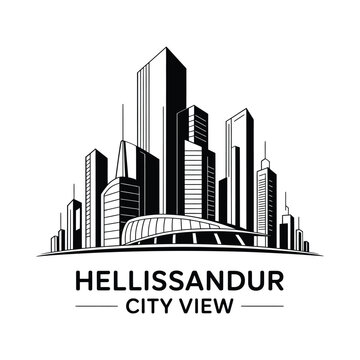 city skyline silhouette on white background buildings