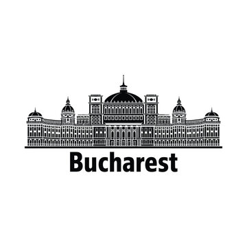 bucharest skyline silhouette on white background architecture