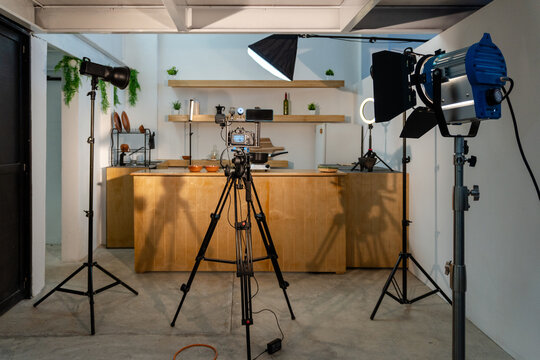 Kitchen studio set for food content production