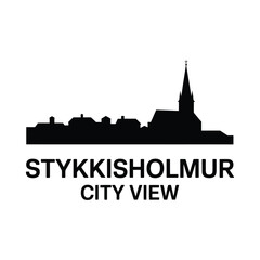 Obraz premium stykkiholmur city view silhouette black white background