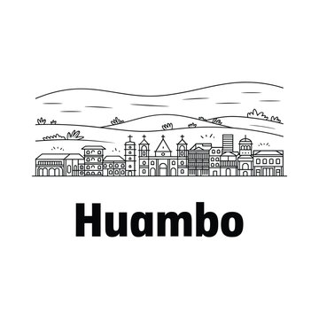 huambo cityscape line art architecture buildings churches
