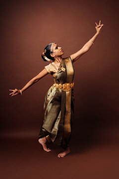 Bharatanatyam dancer performing traditional indian classical dance