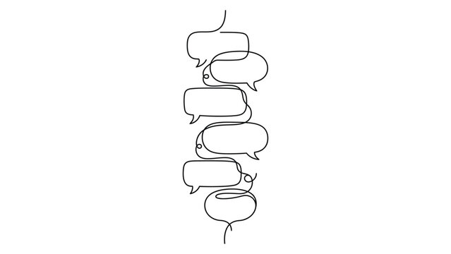 continuous line a group of speech bubbles in a column.