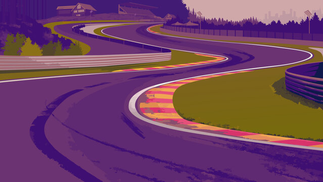 Vector illustration of racing circuit track with curves and chicane
