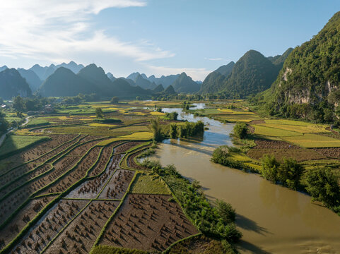 River winding through fields