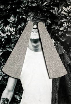 Analog collage of a mans portrait