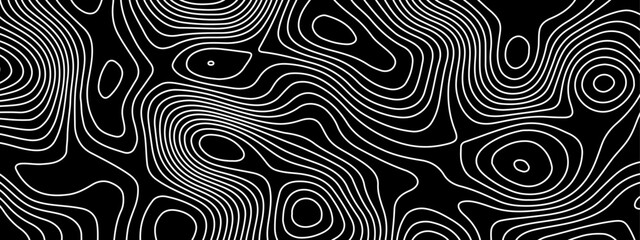 Obraz premium Abstract topography pattern lines sea map area space geometric strip whit color grid line topo map black background. depicting elevation changes in an abstract representation.