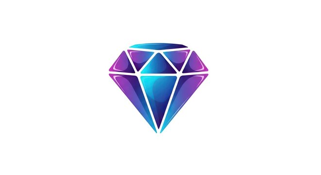 Vibrant Purple Blue Diamond Gemstone Illustration.
