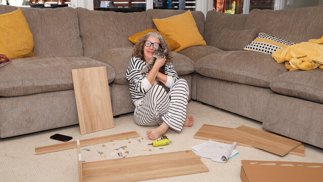 Woman Assembling Furniture