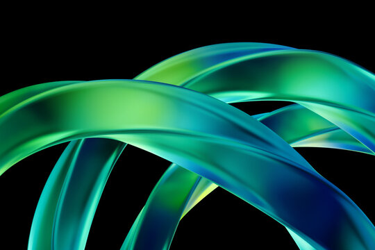 Colorful Abstract Shapes Twist and Turn in a Dark Background