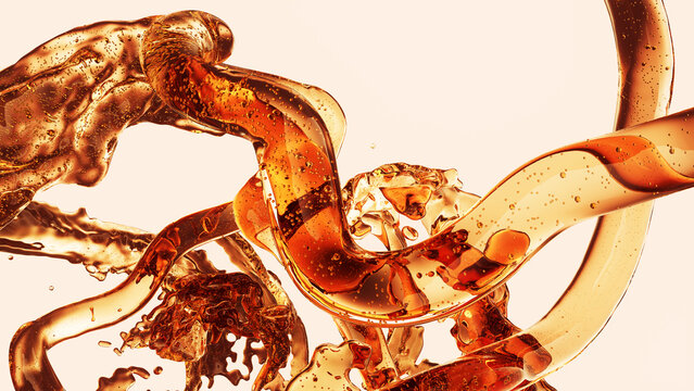 Amber serum splash in luxury skincare innovation composition