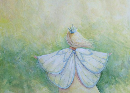 Girl with butterfly wings and crown