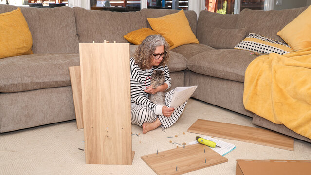 Woman Assembling Furniture