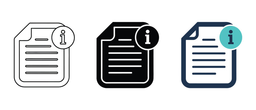 

Information icon on document vector, modern file symbol with info indicator representing help content, system documentation, user guidance, knowledge base, and digital interface support in clean 

