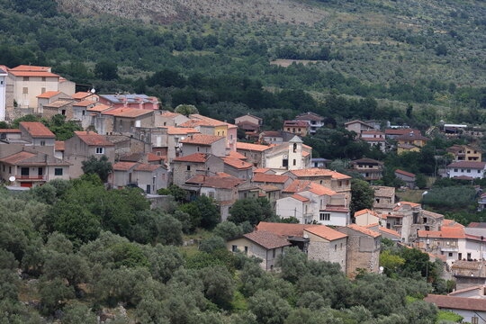 Scenic view of Ceppagna, a picturesque rural hamlet of Venafro surrounded by olive groves in Molise, Italy