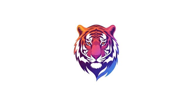 Vibrant colorful tiger head logo symbol.