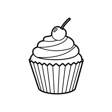 Delicious cupcake with cherry on top.