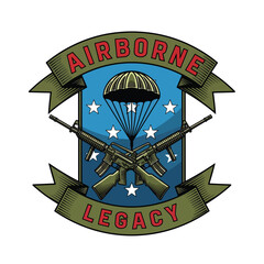 Obraz premium Airborne Legacy Military Paratrooper Emblem with Crossed Rifles.