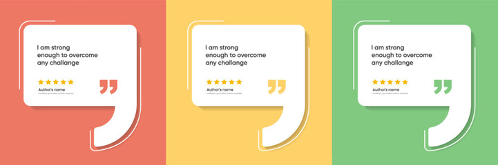 Obraz premium 3D bubble testimonial banner, quote, infographic. Social media post template designs for quotes. Empty speech bubbles, quote bubbles and text box. Vector Illustration EPS10.