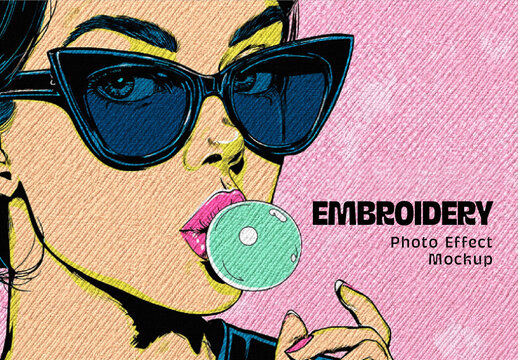 Embroidery Photo Effect Mockup