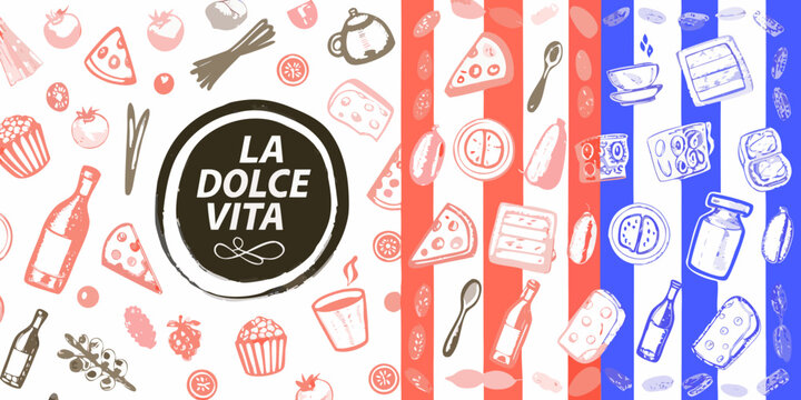 italian food and drink vector illustration pizza