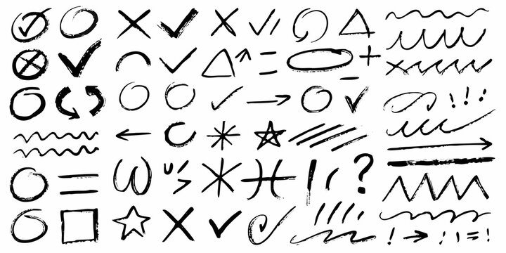 handwritten symbols and arrows vector icon checkmark