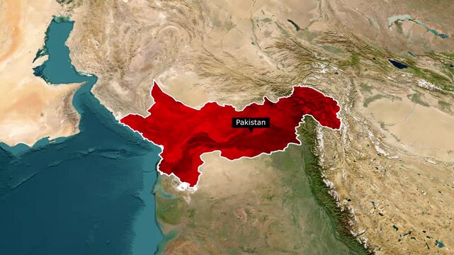 4K Pakistan Map Animation &ndash; South Asia Geography and Travel Concept