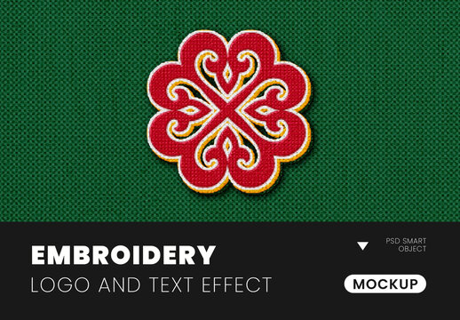 Embroidery Logo And Text Effect Mockup