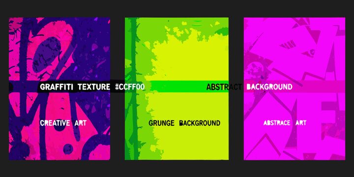 five vertical panels with abstract art graffiti