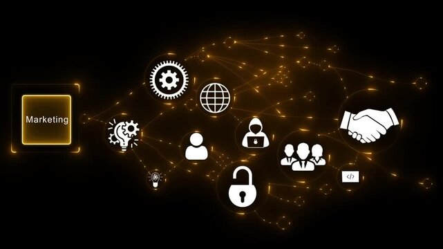 Futuristic marketing Security and Digital Business Connectivity Technology Concept with Neon Interface