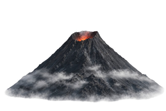 Smoking Volcano Isolated For Dramatic Nature Disaster Concepts
