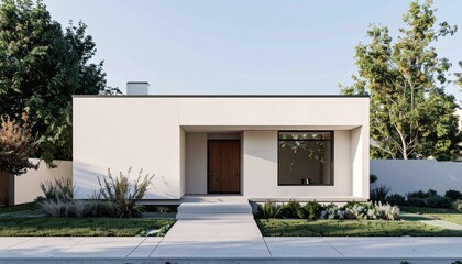 Fototapeta premium Modern minimalist house with clean lines and simple design.