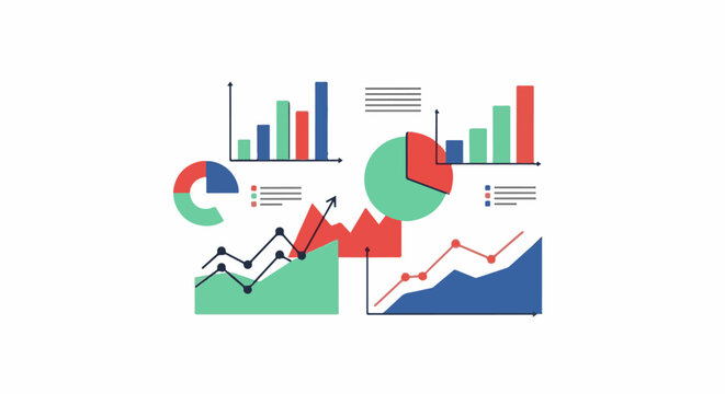 Collection of various hand-drawn charts and graphs on a white background