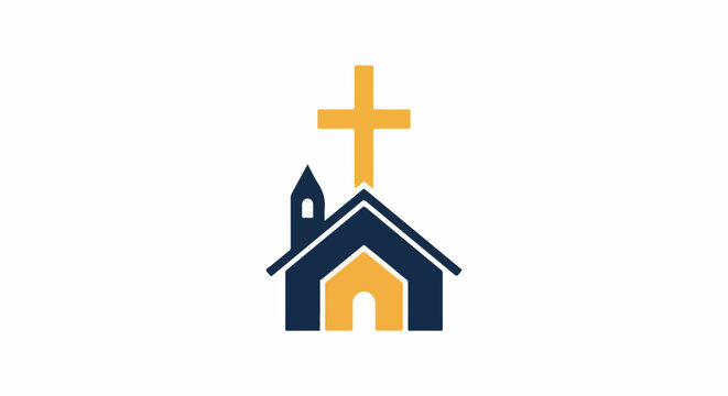 Stylized silhouette of a church with a cross on top