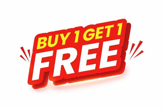 Buy one get one free promotional banner with bold red background and white text