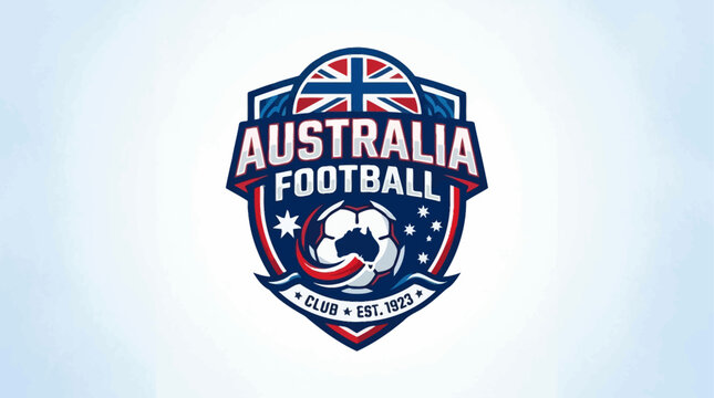 Australian Football Club Crest with National Flag Elements and Soccer Ball Design