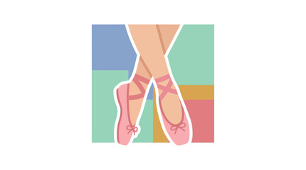Illustration of a ballerina wearing pink ballet slippers with ribbons. © Suhadi_Martodimejo