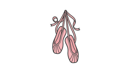 A pair of pink ballet slippers hanging by their ribbons. © Suhadi_Martodimejo