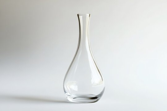 Empty modern brandy snifter glass close up base view on white background
