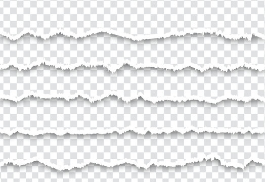 torn paper edge realistic edge details. White ripped paper pieces strips collection.