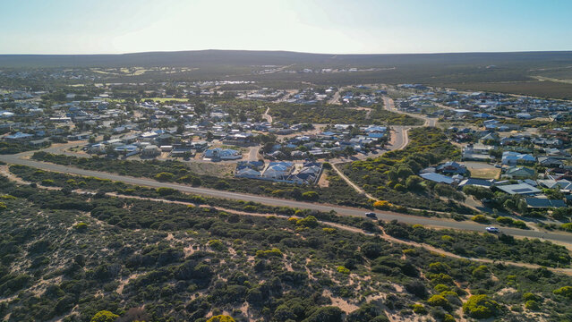 Kalbarri coastal landscape and town captured from above in the springtime