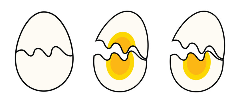 Egg Icon Set &ndash; Whole, Broken and Cut Egg Vector Collection