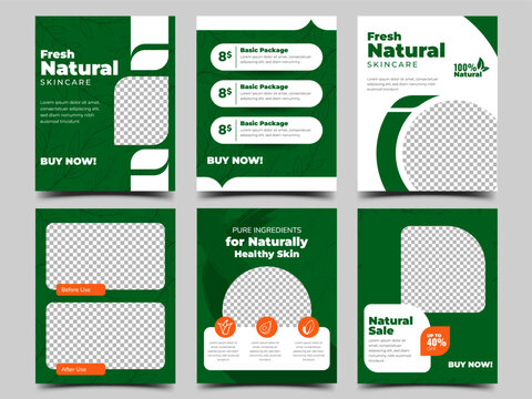 Natural skincare social media template with organic beauty promotion design. Suitable for social media marketing, promotional campaigns, digital advertising, and brand awareness content.